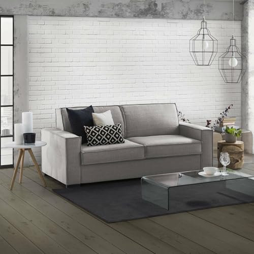 Talamo Italia - 2-Sitzer Schlafsofa Abigail, Wohnzimmersofa mit drehbarer Öffnung, gepolsterter Stoff, Standardarmlehnen, 100 % Made in Italy, cm 200x95h90, Grau