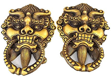 ZGJYSP WEHOLY Outdoor Home 2 Türklopfer Metall Wandhalterung Beast Heavy Duty Schranktürgriff Bauernhausstil Klopf Handwerk Dekoration für Sicherheitstür Villa Tür Antike Tür Haustür Hardware