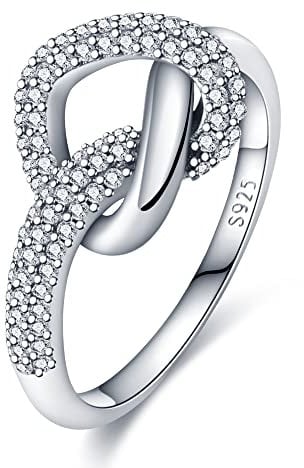 KUNSIR 925 Sterling Silber Ringe für Damen - Liebesknoten & Geschenke mit Zirkonia Größe
