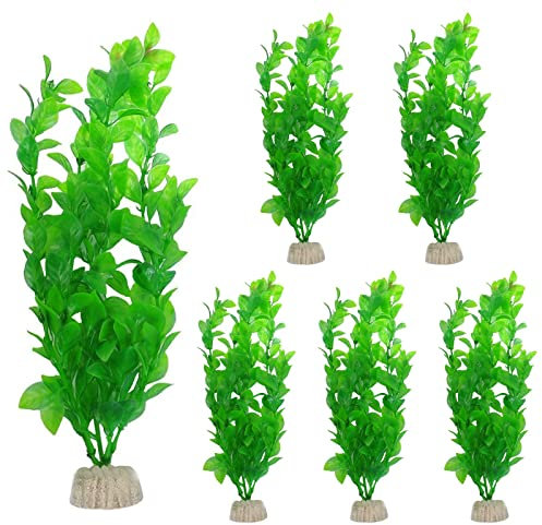Zhongtou 6 Stück Aquarium Pflanzen Künstlich Seetang Grüne Wasserpflanzen Aquariumpflanzen Kunststoffpflanzen für Fisch Tank Dekoration (28 cm)