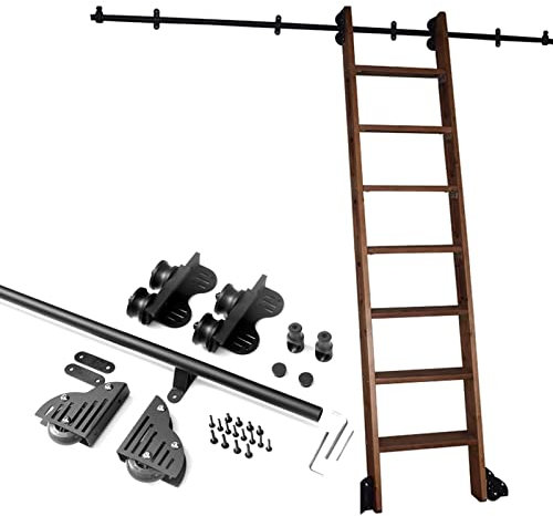 Retractable Rustic Black Round Tube Sliding Barn Ladder Library Hardware(No Ladder), Rolling Library Ladder Hardware Kit Sliding Ladder Library Full Set Hardware ( Size : 3.3ft/100cm Track Kit )