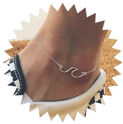 Inilbran Bracelet De Cheville Vague Boho Bracelet De Cheville Vague Océanique bracelet De Cheville Vintage Chaîne De Vague Argentée De Cheville Minimalisme De Cheville Chaîne De