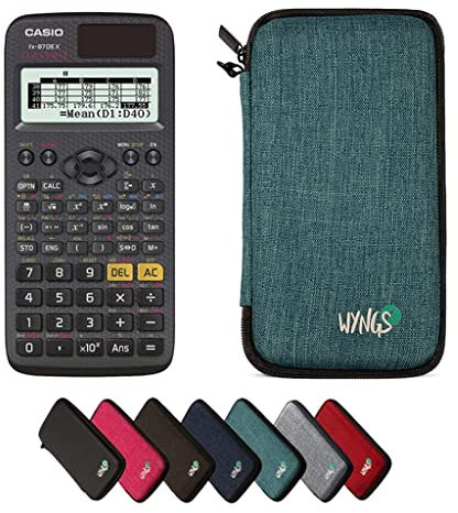 Casio fx-87DE X inklusive Schutztasche von WYNGS in Türkis - Basic Set