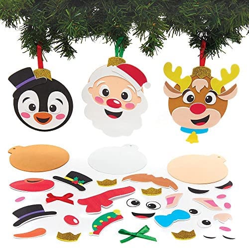 Baker Ross FX383 Pallina dell'Albero Personaggi Natalizi - Confezione di 8, Ornamenti di Natale