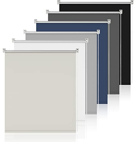 Verdunklungsrollo ohne & mit Bohren Klemmfix Creme B60 x H100 cm Rollos Innenrollo Thermorollo Klemmrollo Sonnenschutzrollo für Fenster