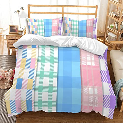huitutu Bettwäsche Set 135x200cm Gestreiftes Muster atmungsaktive Mikrofaser mit Reißverschluss Farbe Bettbezug Mädchen Junge Bettwäsche und 1 Kissenbezug 80x80cm
