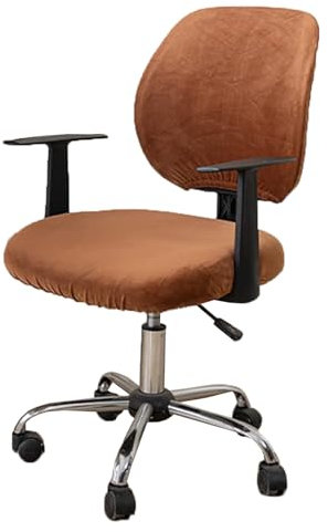LIFEDX Samtplüsch Bürostuhl Bezug Stretch Bezug für Bürostuhl,Elastische Stuhlhussen Spandex Office Computer Stuhlbezüge,Abnehmbare Waschbare für Bürostuhl Stuhlhussen Bezug-Coffee||1PC