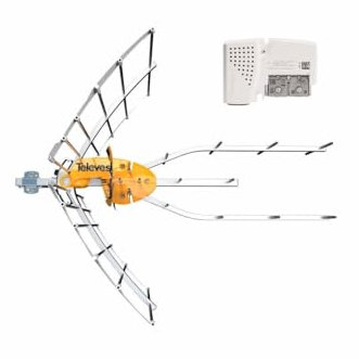 Televes 148921 - Antena de TV (rastillo terrestre ellipse UHF (C21-48) G 38dBi LTE700 + fuente de alimentación 12 V