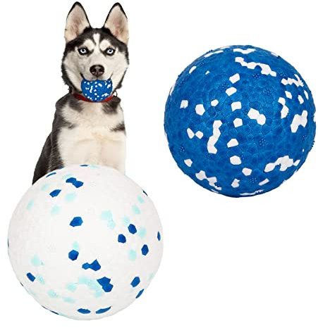 2 Stück Hundeball Hundespielzeug Ball,Unzerstörbar Gummi Hohe Dehnbar Hundebälle,Langlebiger Solider Interaktives Ball,Widerstandsfähige Zähne Training Wasserspielzeug,für kleine mittlere große Hunde