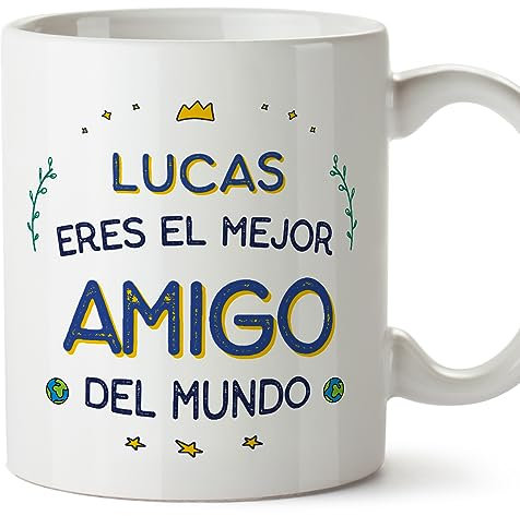 MUGFFINS Tazas Personalizadas para AMIGO - En Español - Mejor del Mundo - 11 oz / 330 ml - Regalo personalizable original y divertido