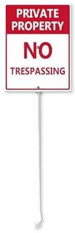 Horienteeon Private Property – Cartello per cortile con paletto, robusto cartello in alluminio antiruggine, decorazione per cortile, giardino, prato esterno, 17,5 x 22 cm