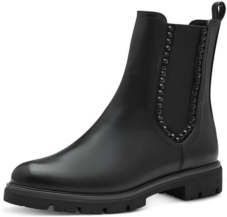 MARCO TOZZI Damen Chelsea Boots Vegan mit Reißverschluss, Schwarz (Black), 38 EU