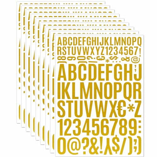 Yoolhamy Letter Stickers 8 Sheets Alphabet Stickers, 1 Inch 2 Inch Self Adhesive Vinyl Letters Waterproof Stick on Letter for Crafts Signs Scrapbooking Poster Cards (2 inch 1 inch, Gold)