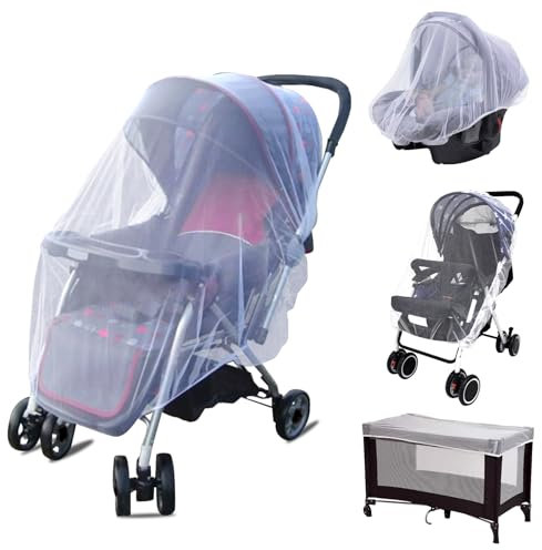 South to East Moskitonetz Kinderwagen, Moskitonetz Bett für 120cm x 60cm Babybett, Fliegennetz Kinderwagen mit Aufbewahrungstasche, atmungsaktive & tragbare, Kinderwagen Insektenschutz