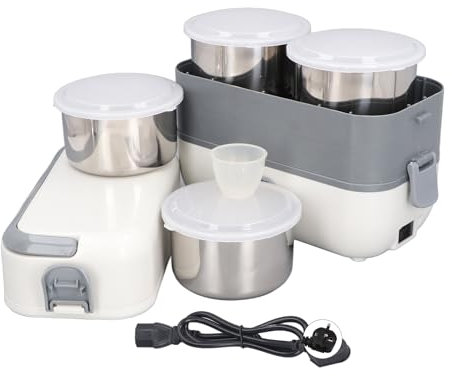 TOPINCN Fiambrera Portátil con Calentador de Alimentos, Autocalentamiento de 200 W, Revestimiento de Acero Inoxidable, Lonchera Eléctrica Multifuncional con Calefacción de (Enchufe de la