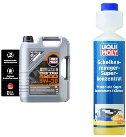 LIQUI MOLY Top Tec 4200 5W-30 New Generation | 5 L | Synthesetechnologie Motoröl | Art.-Nr.: 3707 & Scheibenreiniger-Superkonzentrat Citrus | 250 ml | Wischwasserzusatz | Art.-Nr.: 1519