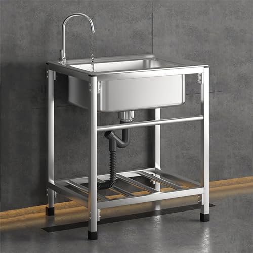 Fregadero Exterior Comercial Con Grifo - Portátil para Camping, Cocina, Restaurante, Garaje y Jardín - Fácil De Instalar - Tamaño: 48x35cm