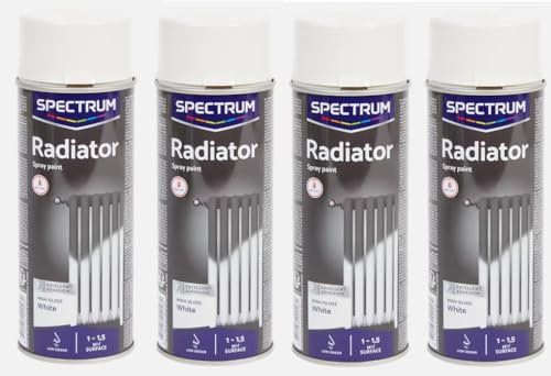 Générique Lot de 4 Bombes Blanc Brillant - SPECIAL RADIATEUR - 400ml - Bombe Peinture Aérosol - Séchage rapide - 262