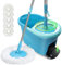 Seau Essoreur, Masthome Balai à Frange et Seau à Pédale, Seau Serpillere avec Tête de Mop Rotative à 360, Balai avec 5 Serpillères Réutilisables en Microfibre, pour Nettoyage Sols