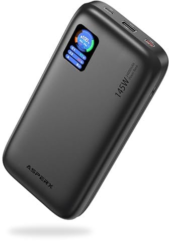 AsperX Laptop Power Bank 100W 24000mAh Schnelllade Powerbank USB C- Externe Handyakkus mit LED Anzeige für Phone 16 15 14 Pro, MacBook, iPad, Samsung S24, Tablet und Steam Deck (Dunkelgrau)