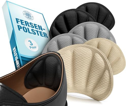 EDELFELD [Das Original] - Unsichtbare Fersenpolster gegen Rutschen & Blasen [3 Paar] -DERMATEST SEHR GUT- Atmungsaktiver Fersenschutz - Schuheinlagen für zu große Schuhe - Hautfreundliche Fersenkissen