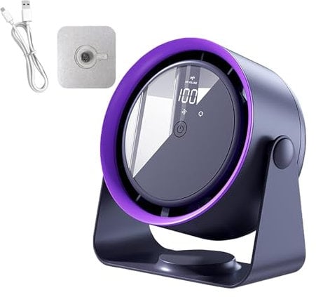 YuuFcy Outfany Cooling Ace, Outfany Cooling Ace Libiyi Cooling Ace Klimagerät mit 3600 mAh wiederaufladbarer Akku, Touch Digital Display Charging Air Circulation Fan Desktop Wall Mounted (Lila)