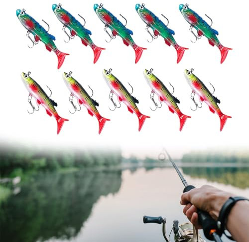 Lot de 10 Leurres de Pêche Leurres de Pêche Set Leurres Artificiels Hameçons pour Perche Truite Brochet Sandre Poils Chevesne,Leurres de Pêche,Cuillères De Pêche Leurres Appâts en Métal