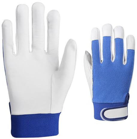 CHUIKUAJ Guantes de Seguridad para Soldador de Cuero Paquete múltiple, Guantes de Soldadura TIG MIG, Guantes de Trabajo Suaves y Transpirables para Mantenimiento mecánico,Blue-24Pairs