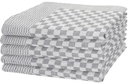 Betz 5er Set 50x100cm Küchentuch Baumwolle Meinor Grubentuch extrem strapazierfähig und saugstark trocknergeeignet - Gastronomiequalität - Geschirrtücher BW grau