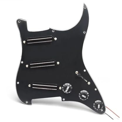 Schlagbrett Tonabnehmer für E Gitarre SSS Prewired Pickguard Mini Humbucker E-Gitarre 9K/9K/9K Loaded Prewired Scratchplate für ST Style Gitarre Schwarz(Black-BK pickguard)