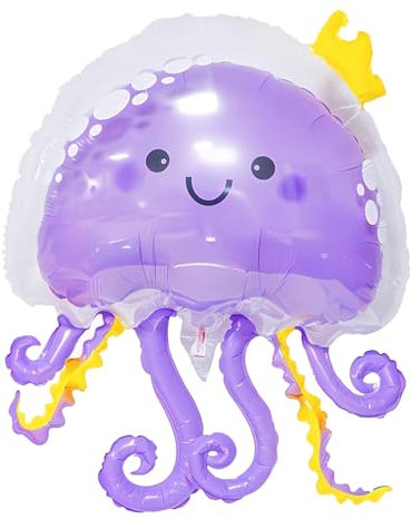 DazzJoy Meerestiere Luftballon Qualle Folienballon Lila,XXL Qualle Luftballons Geburtstag,Unterwasserwelt Kindergeburtstag,Helium Riesenballon,Ozean Tiere Ballon für Kindergeburtstag Party Dekoration