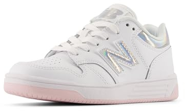 New Balance Kinder 480 V1 Schnür-Sneaker, Weiß/Rose Sugar, 13 Little Kid