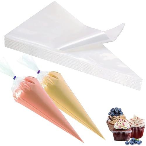 Luoqun88 Extra Large Piping Bags, Piping Bags Disposable - 18inch, 50 Pack Clear Disposable Icing Bags, PE Tear-Proof Strong Icing Bags Thick, Easy Piping Bag for DIY Cake & Cookies (45×24cm, Clear)
