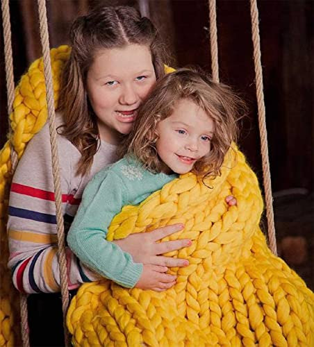 ACRaBoss Chunky Strickwolle Decke Weiß Wurf Decke Für Home Decor Giant 50X60Cm Chunky Decke Plaid Innendesign/Yellow/50 * 60Cm/19 * 23In