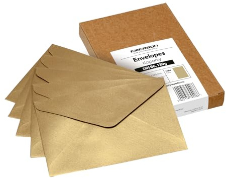 Emerson Briefumschläge bunte postkarten blanko DIN B6 (50 Stück) Kuvert, blanko karten zum selbstgestalten, Grußkarten ohne Fenster, Grußkarten, Hochzeitseinladungskarten - 130g 125x175 mm - Gold