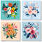 Bowetile 4 Stück Blume Malen Nach Zahlen Kinder ab Adults Jahre Mädchen mit Rahmen, Malen Nach Zahlen Kinder, Diy Gemäide Bastelset auf Leinwand mit Pinseln und Acrylpigment für Home Décor, 20x20cm