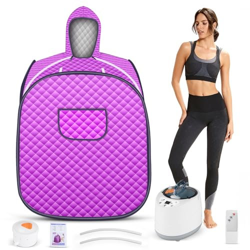 Sauna de Vapor Portátil, 800W & 9 Configuraciones de Temperatura y Motor de Vapor de 2L, Tela Impermeable para Desintoxicación y Relajación