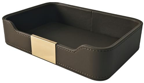 XNONE Luxury Leather Desktop Storage,Premium PU Leather Valet Tray Organizer,Entryway Table Decorative Tray,Nightstand Caddy Holder for Remote Controller,Keys,Phone,Wallet,Watch,Jewelry (Olive Green)