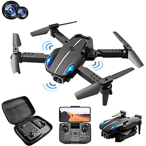 Tinker Crate Avoidance Foldable Toy Helicopter Airplane Quadcopter KY907 Camera PRO Mini RC Obstacle FPV Drone WIFI 4K Helicopter Servos (Black, One Size)