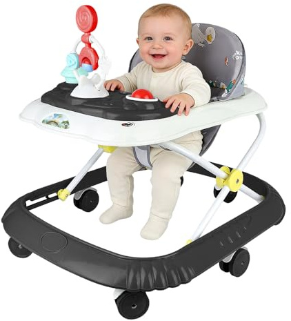 Lauflernhilfe für Jungen und Mädchen,Baby Gehfrei Lauflernwagen mit Spielcenter,Geräuscharm, Anti-Rollover, Lernspiele ab 6 Monaten, max. 15 kg (67 x 72 x 92 cm – Schwarz)