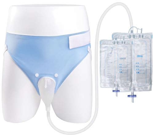 Bolsa de drenaje de orina de silicona para hombres mayores, recolector de orina reutilizable (2000 ml1 + 1000 ml1), gris
