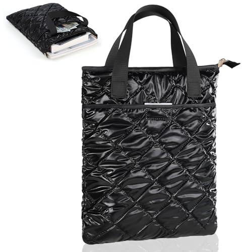 31x26cm Custodia Libro Regali per Amanti dei Libri con Cerniera e Tasca Frontale Borsa Porta Copertina Libri in Material Impermeabile con Protezione in Cotone per Copertine Libri Scolastici (Nero)