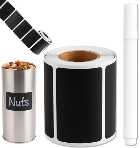 300 Pcs Tafel-Aufkleber, wasserdichte Etiketten selbstklebend mit Stift, Aufkleber zum beschriften,Küchen Klebeetiketten Partner für Gewürzgläser, Marmelade usw, 5.5x3.5cm (Rechteckig)