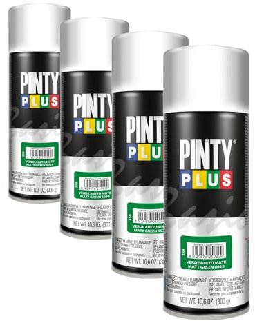 PINTY PLUS Pintura en Spray Basic 520cc Verde Abeto Mate 6029, 400ml-520cc (Paquete de 4)