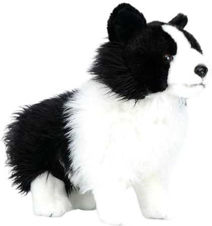 LeeQinersw Plüschtier Border Collie, Realistischer Welpe, Weiches Kuscheltier mit Sanfter Und Lebensechten Details, Geeignet für Jungen, Mädchen, Kinder U