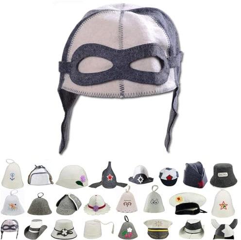 GMMH® Saunahut aus Wollfilz, Saunamütze für Damen und Herren mit witzigen Motiven, Filz Kopfschutz Saunakappe Filzkappe Mütze Filzhut Hut Kappe für Sauna, Banya, Finnische Sauna (Pilot 1513)