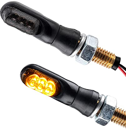 Germany Motorsports Motorrad LED Mini Blinker Spark schwarz smoke getönt Miniblinker e-geprüft vorne hinten 12V (1 Paar)