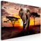 decomonkey | Mega XXXL Bilder Afrika Elefant | Wandbild Leinwand 170x85 cm Selbstmontage DIY Einteiliger XXL Kunstdruck zum aufhängen | Landschaft Sonnenuntergang