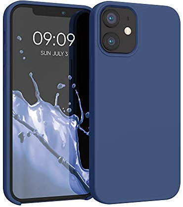 kwmobile Handyhülle für iPhone 12 mini Hülle, für iPhone 12 mini Case - Hülle Silikon - kabelloses Laden - Dunkelblau