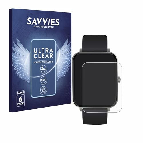 savvies Protection Ecran pour Souccess Smartwatch 1.54 (6 Pièces) - Film Protection Ultra Clair